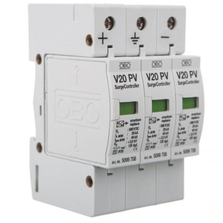 Surge arrester photov. 3P 20kA DC V20-C type-2 OBO