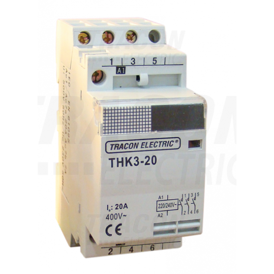 Installation contactor 40A 2P 230V AC 2xNO THK2-40 TRACON