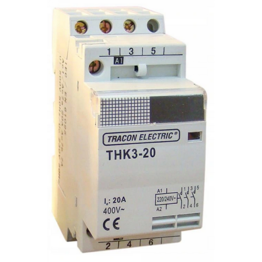 Stycznik instalacyjny 20A 3P 230V AC 3xNO THK3-20 TRACON