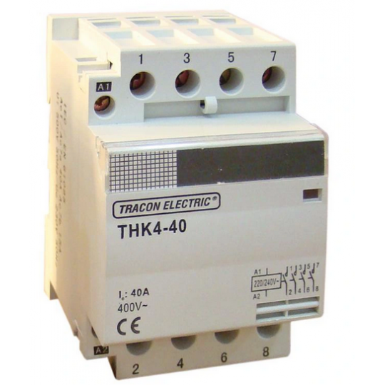 Installation contactor 20A 4P 230V AC 4xNO THK4-20 TRACON