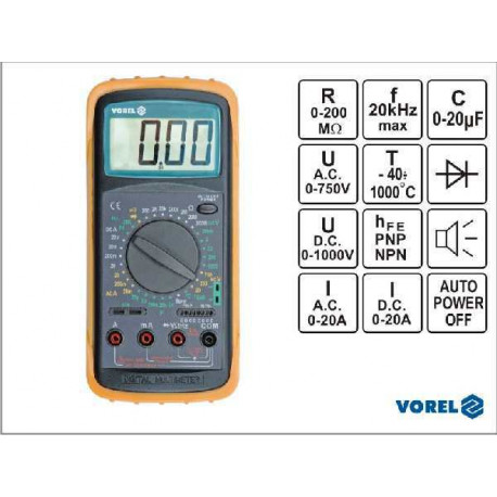 Universal digital meter with temperature measurement VOREL 81784