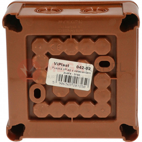 Puszka brązowa bez zacisków 90x90x25 n/t 042-02 ViPlast