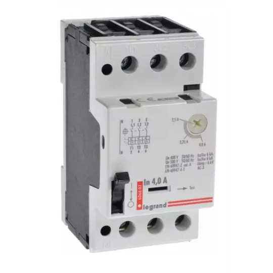 Wyłącznik silnikowy 3P 1,5kW 2,5-4A 606807 Legrand Wyłącznik silnikowy 3P 1,5kW 2,5-4A 606807 Legrand