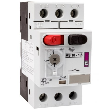 Wyłącznik silnikowy 0,55kW 1-1,6,3A MS-18-1,6 ETI