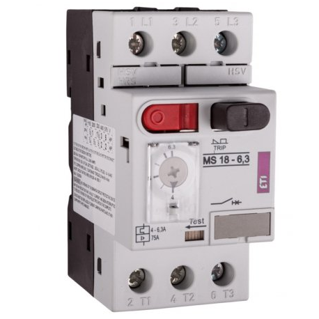 Wyłącznik silnikowy 2,2kW 4-6,3A MS-18-6,3 ETI
