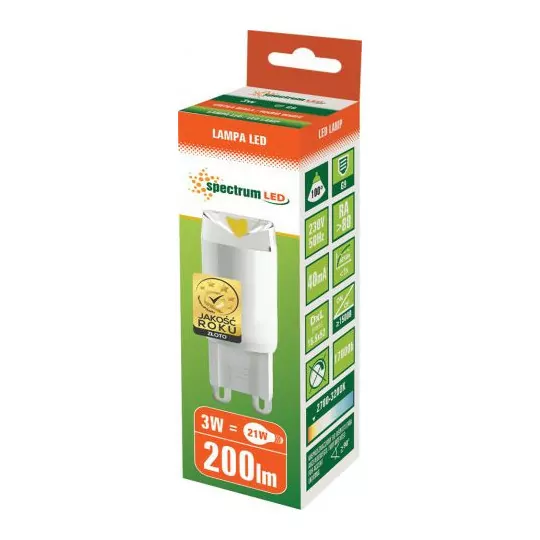 Żarówka LED G9 2,5W 230V ciepła WW Spectrum