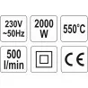 Opalarka YT-82288 2000W 70-550C YATO
