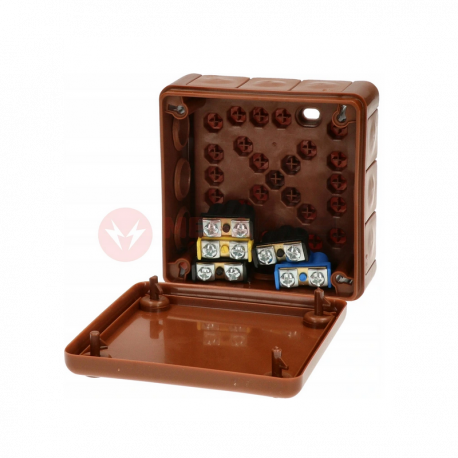 Brown over-plaster box with terminals 90x90x30 with rubber 041-52 VIPLAST