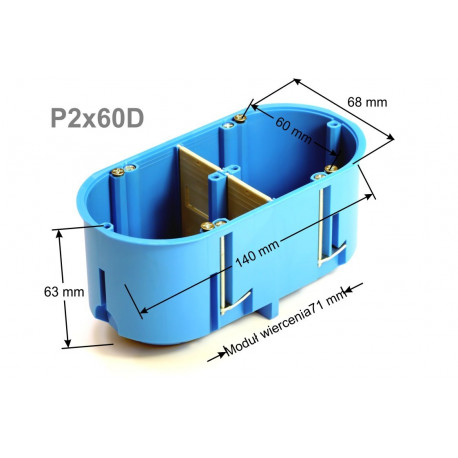 Puszka regips głęboka 2-krotna Fi 60 P2x60D SIMET