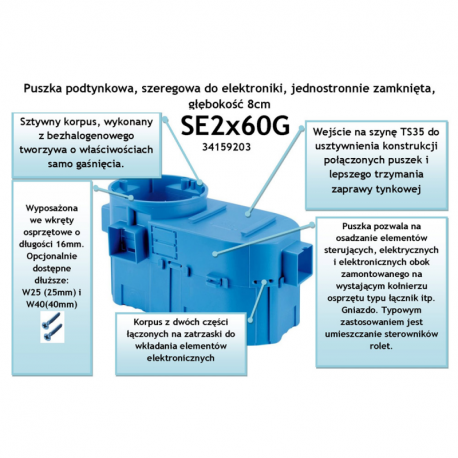 P/T pk fi 60 electronics box SE2x60G blue
