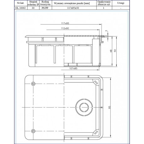 P/T box 118x96x50 screw OL.10002 Pawbol