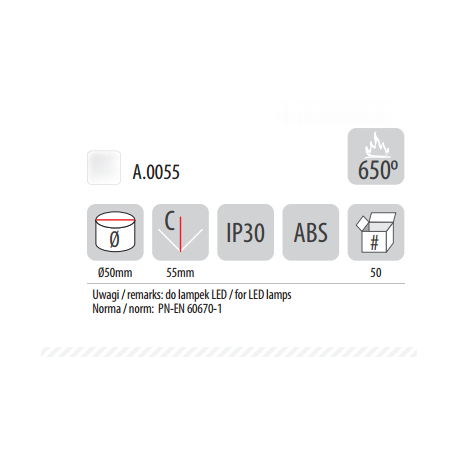 Flush mounted box PK50 white A.0055 Pawbol
