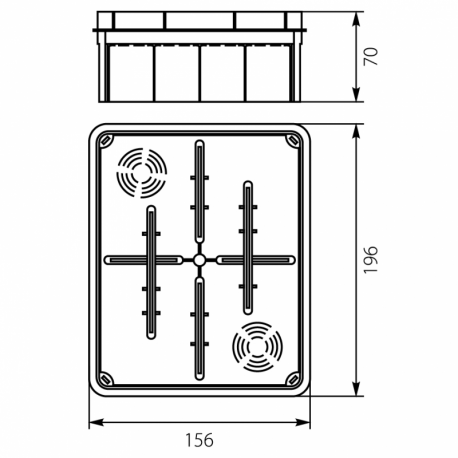 Flush-mounted box 156x196x70mm Pp/t 8 11.8 Elektroplast