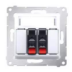 Simon54 Gniazdo głośnikowe 2-krotne z polem opisowym DGL32.01/11 biały