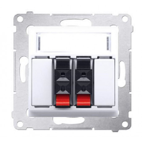 Simon54 2gang speaker socket with description field DGL32.01/11 white