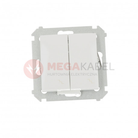 Simon54 Łącznik schodowy podwójny z podświetlany LED DW6/2L.01/11 biały