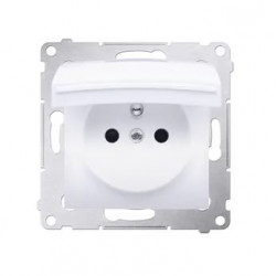 Simon54 Single IP44 plug socket with flap DGZ1BZ.01/11 white
