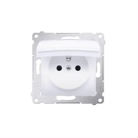 Simon54 Single IP44 plug socket with flap DGZ1BZ.01/11 white