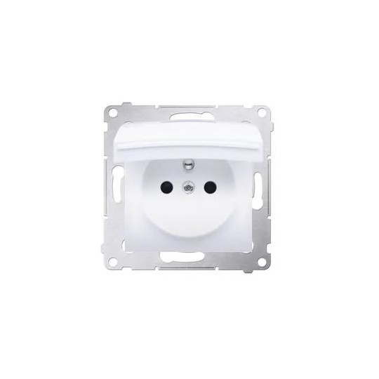 Simon54 Single IP44 plug socket with flap DGZ1BZ.01/11 white