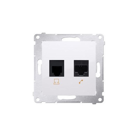 Simon54 RJ45 computer + RJ12 telephone socket D5T.01/11 white