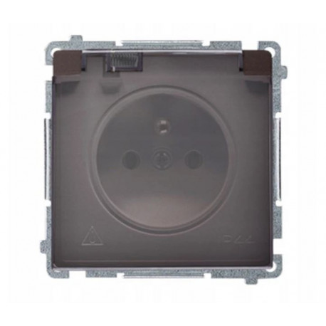 Simon Basic gniazdo z klapka i z uziemieniem IP44 BMGZ1B.01/47A brąz