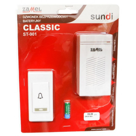 Dzwonek bezprzewodowy bateryjny CLASSIC ST-901 W Zamel