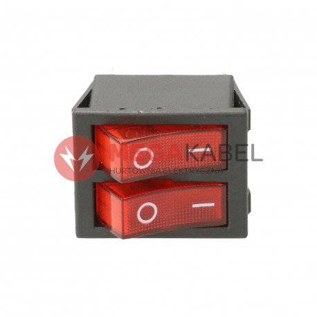 Przełącznik kołyskowy 2-obwody czerwony 250V TES-43