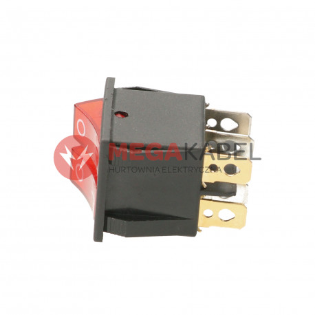 Przełącznik kołyskowy 2-obwody czerwony 250V TES-43