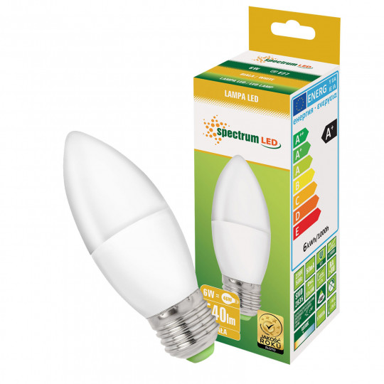 Żarówka LED E27 świecowa 6W 230V neutralna barwa NW WOJ+14352 SPECTRUM