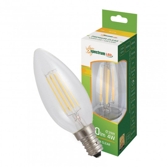 Żarówka LED GLS COG E14 4W świecowa clear ciepła WOJ+13874 3000K SPECTRUM