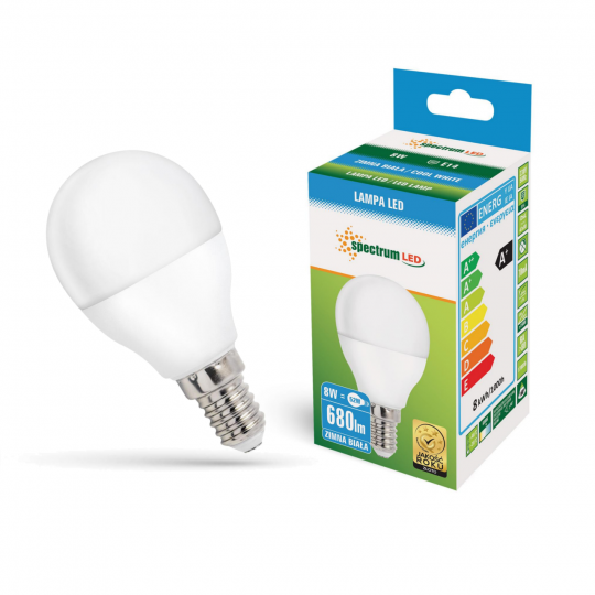 Żarówka LED kulka E14 8W barwa zimna WOJ+14217 SPECTRUM