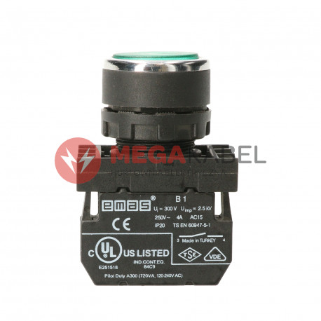 Przycisk stabilny kryty 1Z zielony T0-B100FY EMAS