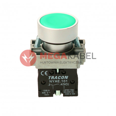 Green NO pushbutton 1xNO 3A/240V NYGBA31Z TRACON