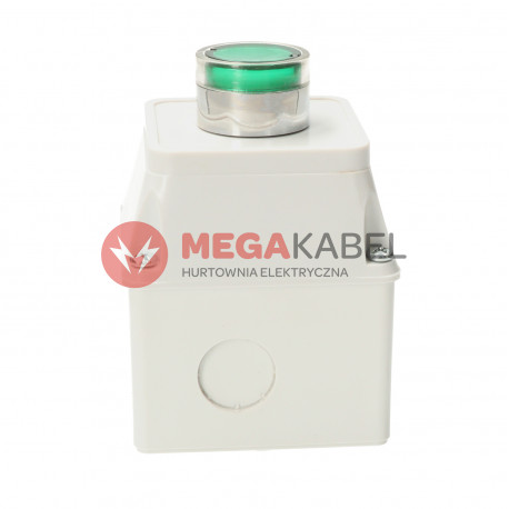 Illuminated green pushbutton with housing 230V 3A NYAE.101 TRACON