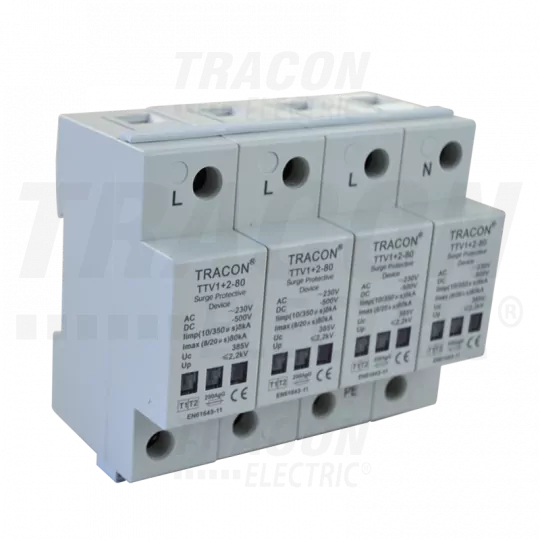 AC/DC surge arrester 1+2 shorted TTV1+2-80-4 TRACON AC/DC surge arrester 1+2 shorted TTV1+2-80-4 TRACON