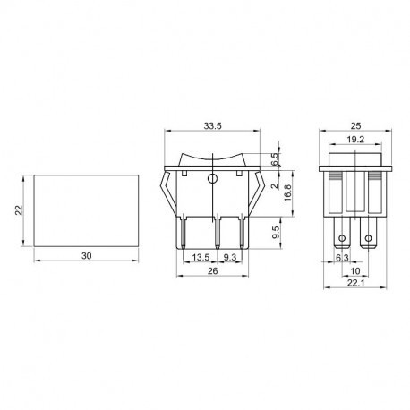 Przełącznik kołyslowy 1-0-2 wciskany czarny TES-52-2 TRACON