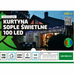 Curtain icicle LED100/G/S multicolor outdoor 4,25m OKEJLUX