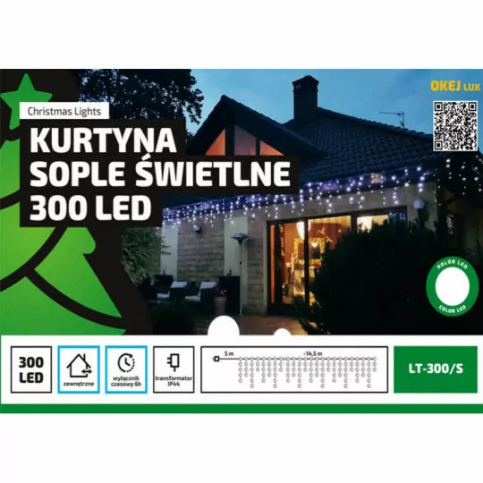 Kurtyna sople LED-300 zimne wyłącznik czasowy 14,5m OKEJ LUX