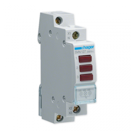 Lampka moduowa 3-fazowa czerwona SVN127 230V Hager