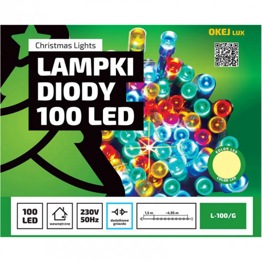 Lampki choinkowe LED L-100/G barwa ciepła wewnętrzne 4,95m OKEJ LUX
