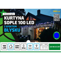 Kurtyna gwiezdna LED 100 niebieska zewnetrzne  8 FUNKCJI OKEJ LUX