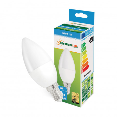Żarówka LED E14 świecowa 1W 230V CW Spectrum