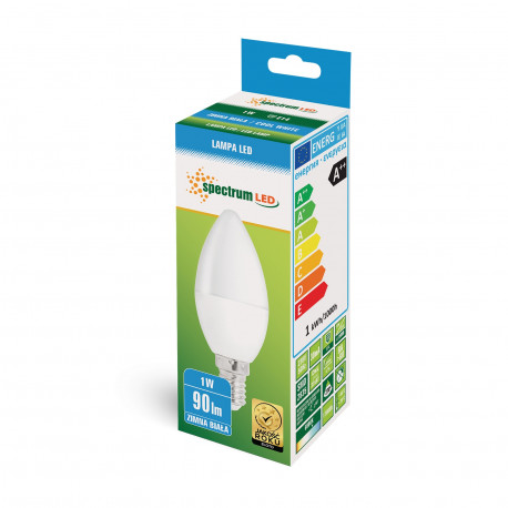 Żarówka LED E14 świecowa 1W 230V CW Spectrum