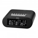 AEG MRC4145F black radio alarm clock with AEG clock