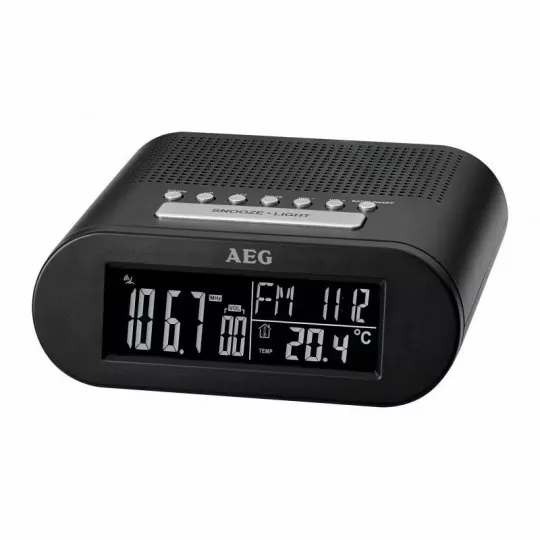 Radiobudzik AEG MRC4145F black z zegarem AEG