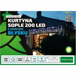 Kurtyna sople LED-200/G/S/5M ciepła 8,75m FLASH