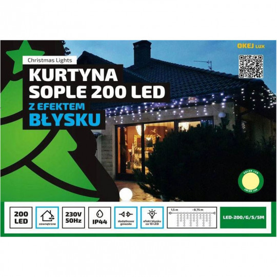 Kurtyna sople LED-200/G/S/5M ciepła 8,75m FLASH OKEJ LUX