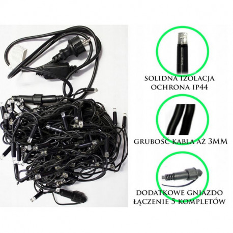 Curtain icicle LED-200/G/S/5M warm 8,75m FLASH