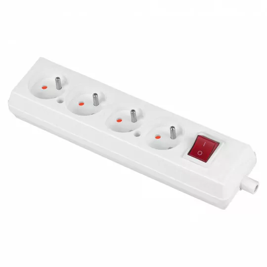 Portable quadruple 16A 2P+Z 250V socket with switch white ORNO Portable quadruple 16A 2P+Z 250V socket with switch white ORNO