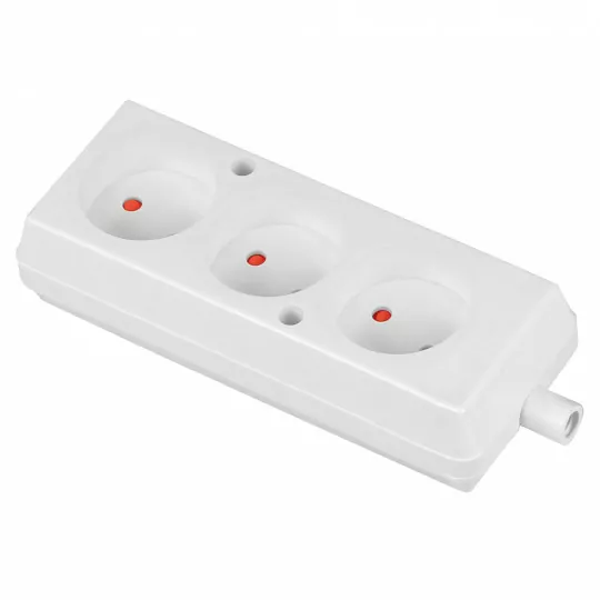 Portable three-way socket 16A 2P 250V white PLASTROL Portable three-way socket 16A 2P 250V white PLASTROL